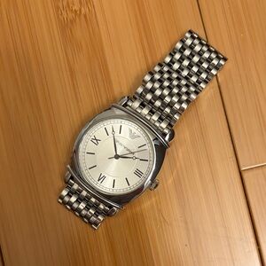 Emporio Armani Silver Watch with Black Accents